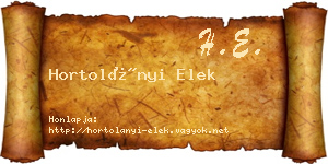 Hortolányi Elek névjegykártya